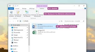 Restaurer un fichier depuis la corbeille