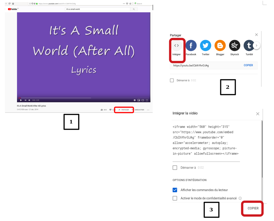 Etapes Insertion Vidéo Youtube