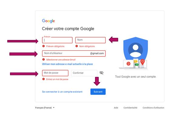 Création Compte Gmail 2