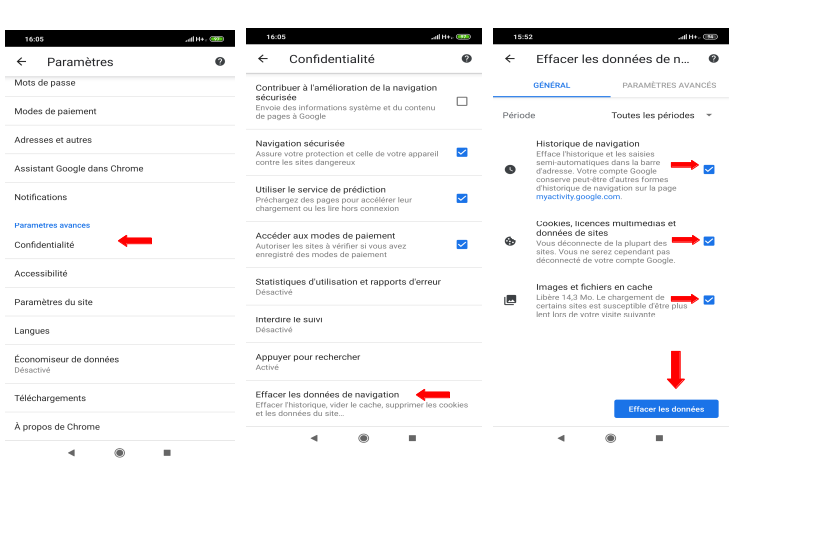 Effacer l'historique Chrome