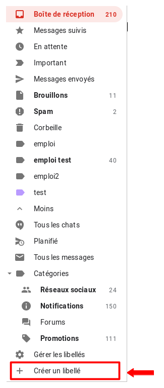 Creation dossier Gmail