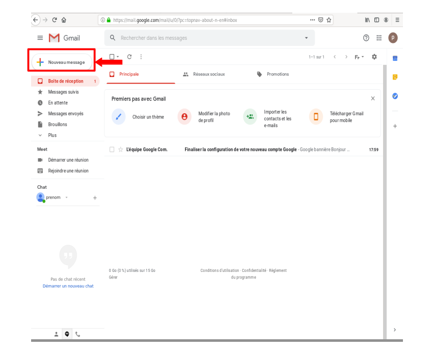 Ecrire un message Gmail