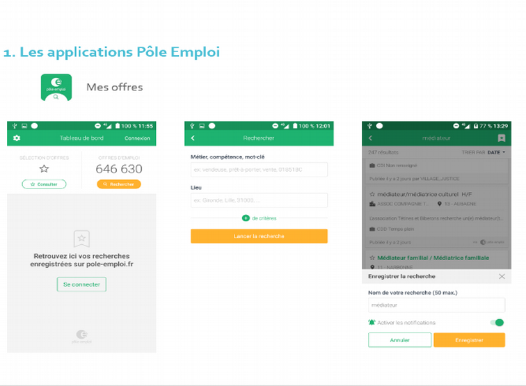 Pole emploi 9 L'application "mes offres"