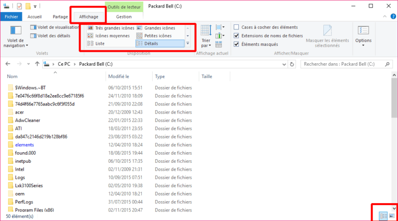 Modifier l'affichage