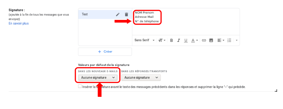 Signature Gmail Etape 5