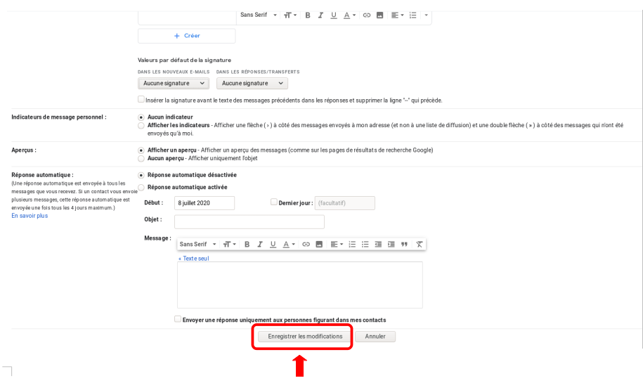 Signature Gmail Etape 6
